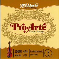 J5601-4/4M Pro-Arte Отельная струна E/Ми для скрипки размером 4/4, среднее натяжение, D'Addario
