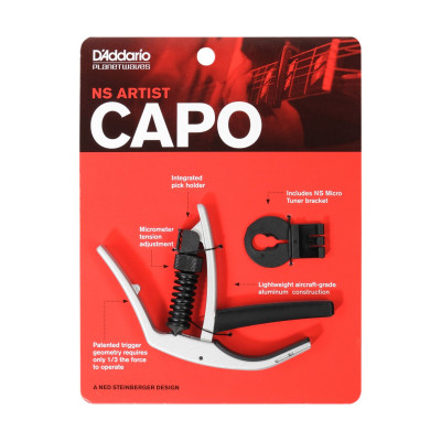PW-CP-10S NS Artist Capo Каподастр для гитары, серебристый, Planet Waves
