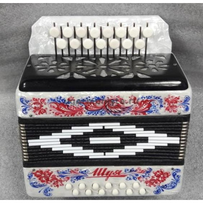 S40XL-C-WH Гармонь "Сувенир" 15х12-I, белая, палехская роспись, Шуйская гармонь