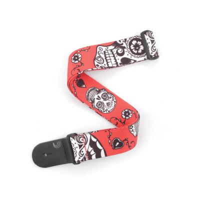 P20W1414 Ремень для гитары, рисунок Red Sugar Skulls, полиэстер, Planet Waves