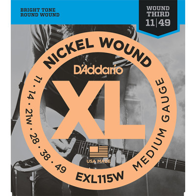 EXL115W XL NICKEL WOUND Струны для электрогитары Blues/Jazz Rock 3rd Wound 11-49 D`Addario