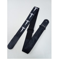 MZ-RG-5-1ApChristBk Ремень для гитары, черный, аппликация Христос, MEZZO