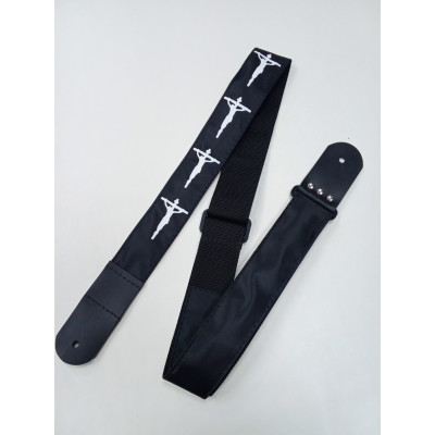 MZ-RG-5-1ApChristBk Ремень для гитары, черный, аппликация Христос, MEZZO