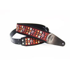 FL22011E Ergo Ремень для гитары, кожа/хлопок, орнамент, Fidel