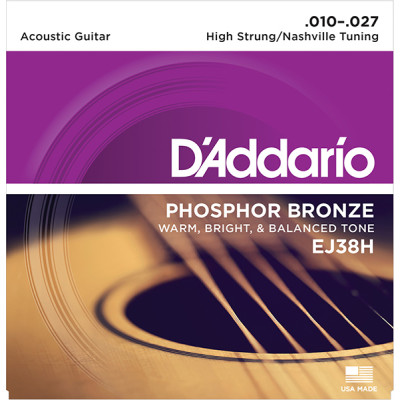 EJ38H Phosphor Bronze Дополнительные струны для 12стр гитары, High Strung/Nashvil, 10-27, D'Addario