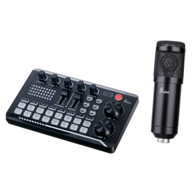 F998+BM800 Набор для стрима, конференций, игровой, студийный (микрофон, звуковая карта), Foix