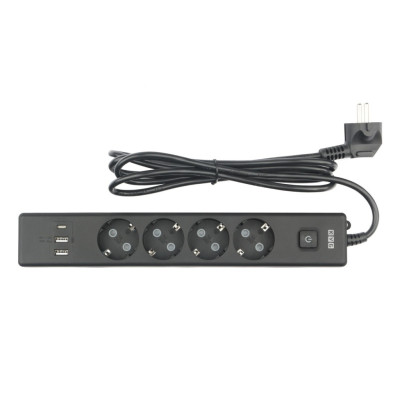 PC-7B-2M PowerCube Удлинитель, 4 розетки, 3 USB-порта, Электрическая мануфактура