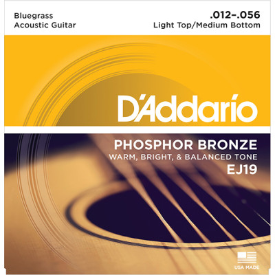 EJ19 Phosphor Bronze Комплект струн для акустической гитары, ф/б, Bluegrass, 12-56, D'Addario