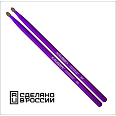 7KLHBVL5A Violet 5A Барабанные палочки, граб, флуоресцентные фиолетовые, Kaledin Drumsticks