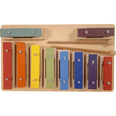 SGBS10-C Металлофон разборный (глокеншпиль) сопрано 8 нот+ 2 полутона, цветной, Sinkopa