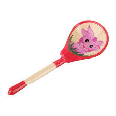 LHL6702 Деревянная ложка полубаская, роспись "Мишка", Хохлома