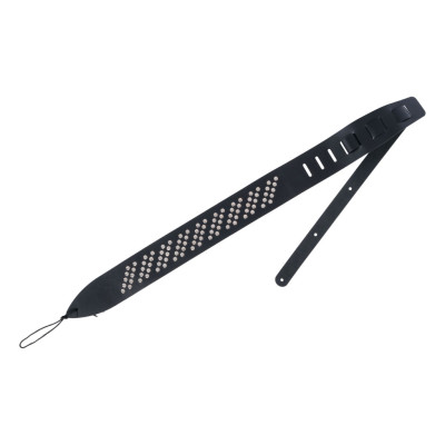 1221-75-5-BLK Ремень для гитары, кожаный, широкий, черный, 1221