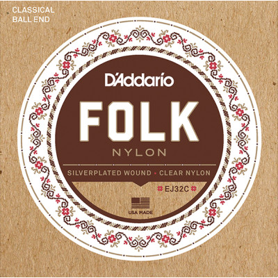 EJ32C Folk Nylon Комплект струн для классической/акустической гитары, нейлон, D'Addario