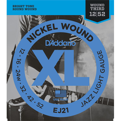 EJ21 XL NICKEL WOUND Струны для электрогитары Jazz Light 12-52 D`Addario