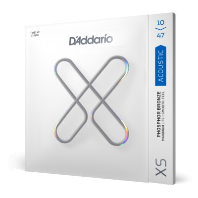 XSAPB1047-12 XS Комплект струн для 12-струнной акустической гитары, фосф.бронза, 10-47, D'Addario