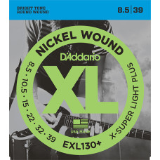 EXL130+ Nickel Wound Комплект струн для электрогитары, Extra-Super Light Plus, 8.5-39, D'Addario EXL130+ Nickel Wound Комплект струн для электрогитары, Extra-Super Light Plus, 8.5-39, D'Addario