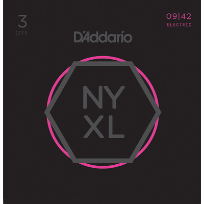 NYXL0942-3P NYXL 3 Комплекта струн для электрогитары, Super Light, 09-42, D'Addario