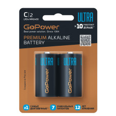 00-00026398 Ultra Элемент питания LR14 C Alkaline 1.5В, 2шт, GoPower
