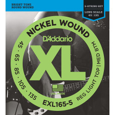 EXL165-5 XL NICKEL WOUND Струны для 5-струнной бас-гитары 5-string Long RLTMB 45-135 D`Addario