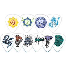 RPTTM Tats Упаковка медиаторов 12 шт, белые, с рисунком на тему татуировок, средние, D'Andrea