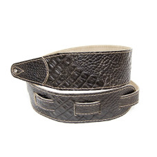 FL660337L11 Leather 11 Ремень для гитары, кожаный, черный кофе, тиснение рептилия, Fidel FL660337L11 Leather 11 Ремень для гитары, кожаный, черный кофе, тиснение рептилия, Fidel