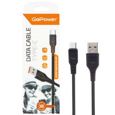 00-00018566 Кабель GP01T USB (m)-Type-C (m) 1.0м 2.4A, ПВХ, черный, GoPower
