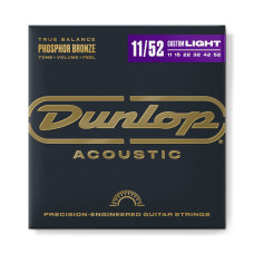 DAP1152 Комплект струн для акустической гитары, фосф.бронза, Medium Light, 11-52, Dunlop