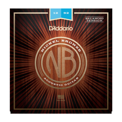 NB1252BT Nickel Bronze Комплект струн для акустической гитары, Balanced Light, 12-52, D'Addario
