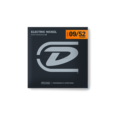 DUNLOP DEN0952 Performance+ Nickel Wound струны для 7-струнной электрогитары, никелированные, 9-52
