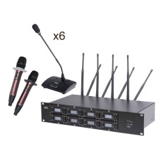 8000C-6D2H Беспроводная конференц-система, 6 настольных и 2 ручных микрофона, LAudio