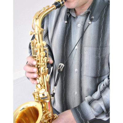 SS-1 Ремень для саксофона альт, тенор, кожаный, регулируемый, Мозеръ