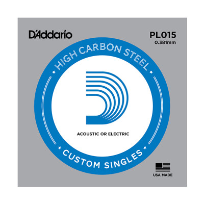 PL015 Plain Steel Отдельная струна без обмотки, сталь, .015, D'Addario