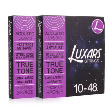 LX6-010 Комплект струн для акустической гитары, фосфорная бронза, 10-48, с покрытием, Luxars