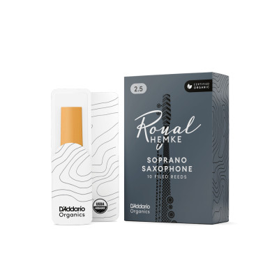 RHKP10SSX250 Royal Hemke Organic Трости для саксофона сопрано, размер 2.5, 10шт, D'Addario