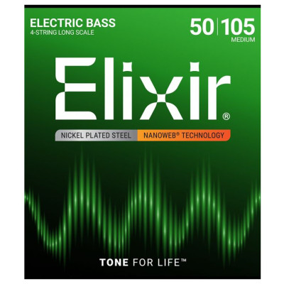 14102 NANOWEB Комплект струн для бас-гитары, никелированные, Heavy, 50-105, Elixir