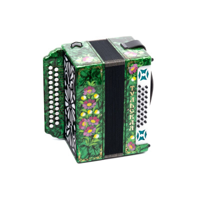 G-21-GR Гармонь Тульская-301М 25х25-III с двумя ремнями, зеленая, Тульская гармонь