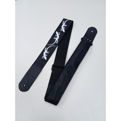 MZ-RG-5-1ApLizardBk Ремень для гитары, черный, аппликация Ящерица, MEZZO