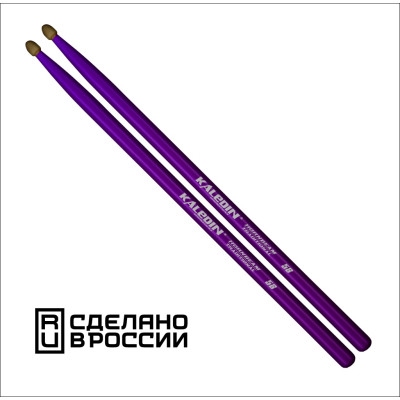7KLHBVL5B Violet 5B Барабанные палочки, граб, флуоресцентные фиолетовые, Kaledin Drumsticks