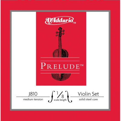 J810-1/8M Prelude Комплект струн для скрипки размером 1/8, среднее натяжение, D'Addario