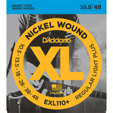 EXL110+ Nickel Wound Комплект струн для электрогитары, Regular Light Plus, 10.5-48, D'Addario