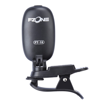FZONE FT-16 Тюнер хроматик, дисплей многоцветный, прищепка, черный, опт 1 шт