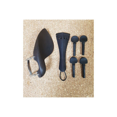 Комплект фурнитуры на скрипку 3/4 (колки 4шт, струнодержатель, подбородник, дерево, черный цвет)