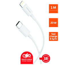 00-00022804 Кабель GP10TL Lightning (m)-Type-C (m) 1.0м, белый, GoPower