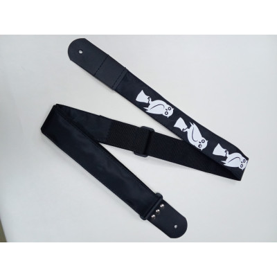 MZ-RG-5-1ApOwlBk Ремень для гитары, черный, аппликация Сова, MEZZO