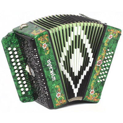 SZ51XL-F-GR Гармонь «Шуйская» 25х25-III, зелёная, Шуйская гармонь
