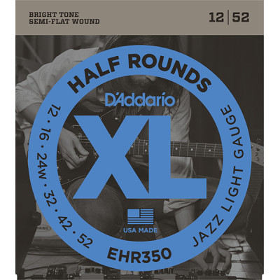 EHR350 Half Round Комплект струн для электрогитары, Jazz Light, 12-52, D'Addario