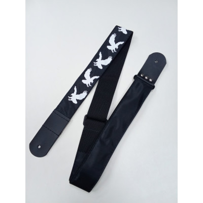 MZ-RG-5-1ApEagleBk Ремень для гитары, черный, аппликация Орел, MEZZO