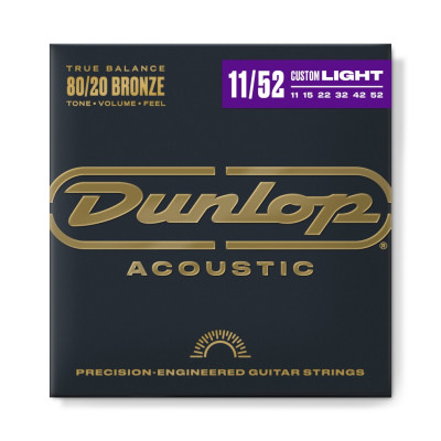 DAB1152 Комплект струн для акустической гитары, бронза 80/20, Medium Light, 11-52, Dunlop