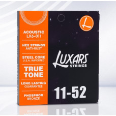 LX6-011 Комплект струн для акустической гитары, фосфорная бронза, 11-52, Luxars