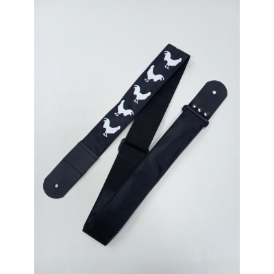 MZ-RG-5-1ApCockBk Ремень для гитары, черный, аппликация Петух, MEZZO